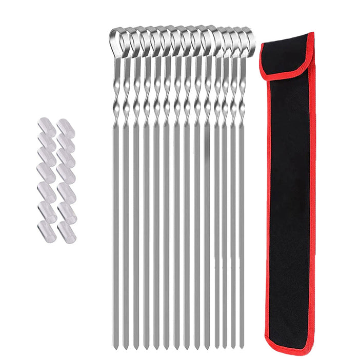 Stainless Steel BBQ Skewers 17 Inch Flat Wide Blade, 17 inches