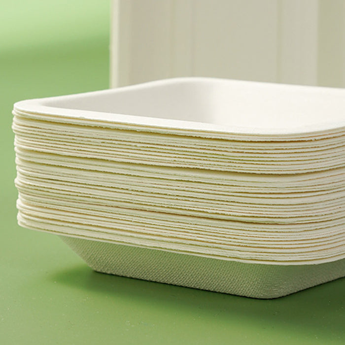 100Pcs Thickened Degradable Paper Plates Rectangular Eco-Friendly Design
