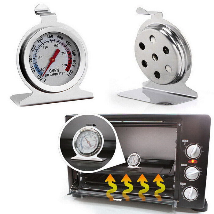 Stainless Steel Oven Thermometer with Large Dial Red Indicator