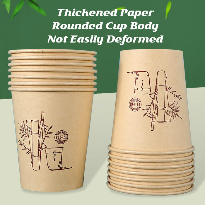 500 Pcs Disposable Paper Coffee Cups 9oz Bamboo Pulp Leak Proof