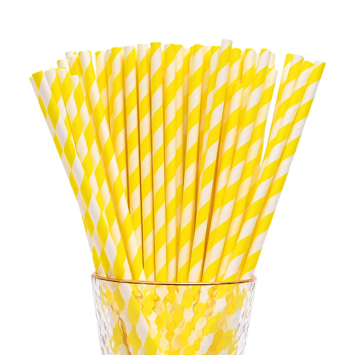 125pcs Biodegradable Paper Straws Mixed Stripe Colours