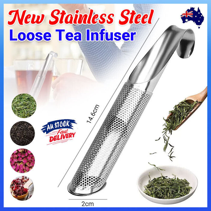 Stainless Steel Tea Infuser with Drip Tray Pipe Shape Silver