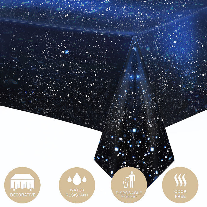 2 Pcs Galaxy Theme Plastic Tablecloths Waterproof 137 x 274 cm