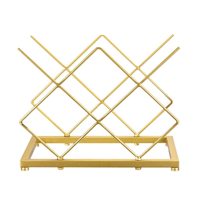Golden Iron Wine Rack Countertop Organizer Holds 3–4 Bottles