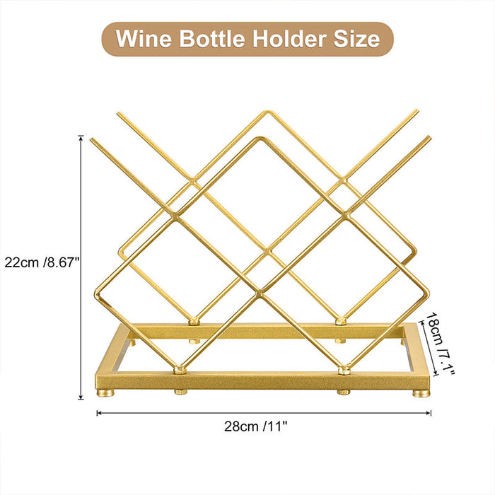 Golden Iron Wine Rack Countertop Organizer Holds 3–4 Bottles