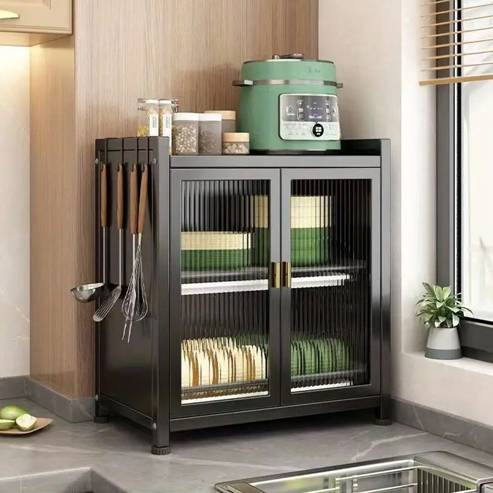 Dish Storage Rack With Magnetic Door Carbon Steel Acrylic