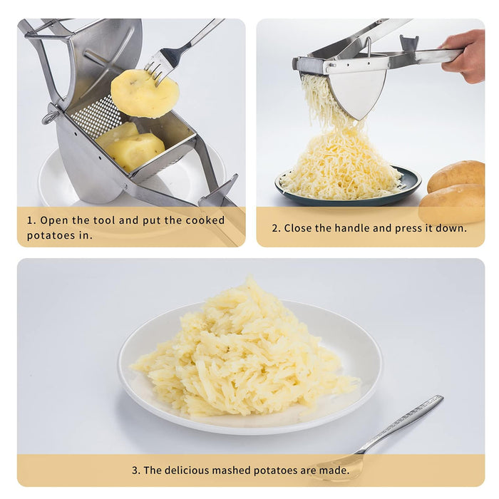 Stainless Steel Potato Ricer with Ergonomic Handle Juicer
