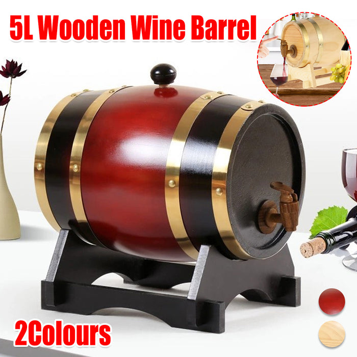 5L Pine Wooden Wine Barrel with Resin Tap and Stand