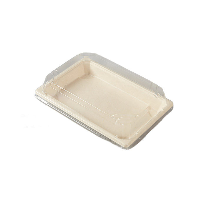 50 Pcs Biodegradable Sushi Boxes with Clear Lid Leak-Proof Natural Beige 8 Sizes