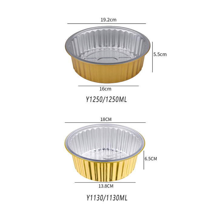 50Pcs Thickened Aluminum Foil Containers with Plastic Lids – Rectangular & Round