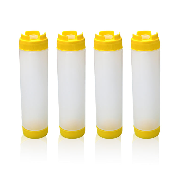 16oz Plastic Squeeze Sauce Bottles Double-Ended Dispenser, 4pcs