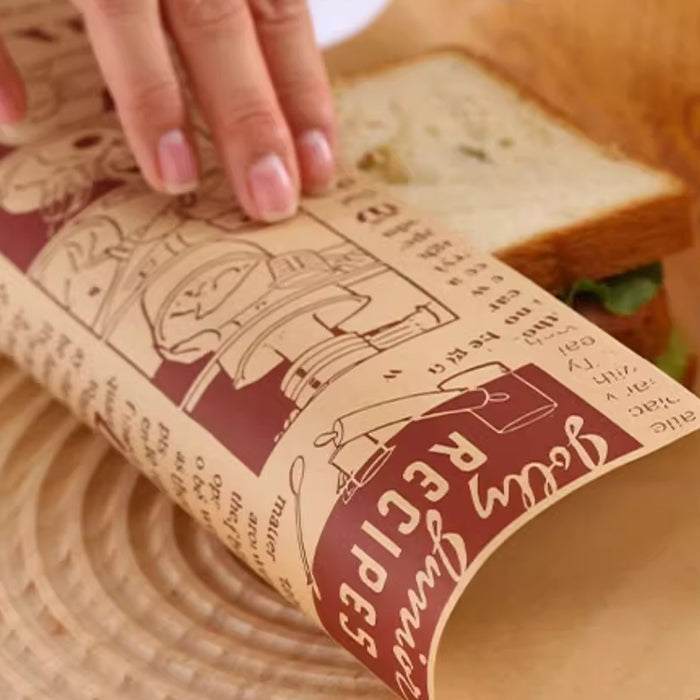 100Pcs Grease-Proof Sandwich Wrappers Oil Blotting Coated Paper 5 Styles