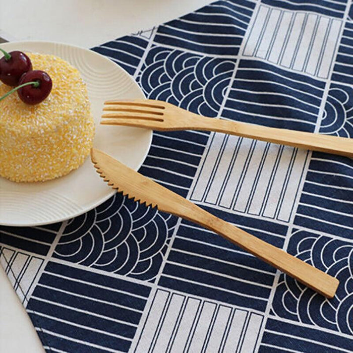 7 Pcs Reusable Bamboo Cutlery Set for Camping with Pouch