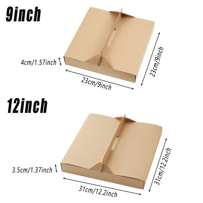 50pcs Degradable Kraft Paper Pizza Boxes – 9/12 Inch