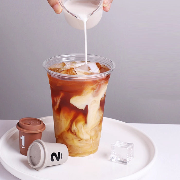 250 Sets Transparent PET Drink Cups With Lids 400ml Leak Proof