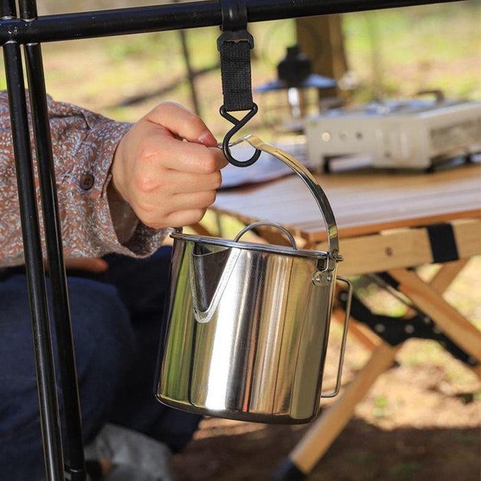 1.2L Stainless Steel Camping Kettle with Lid for Hiking Picnic