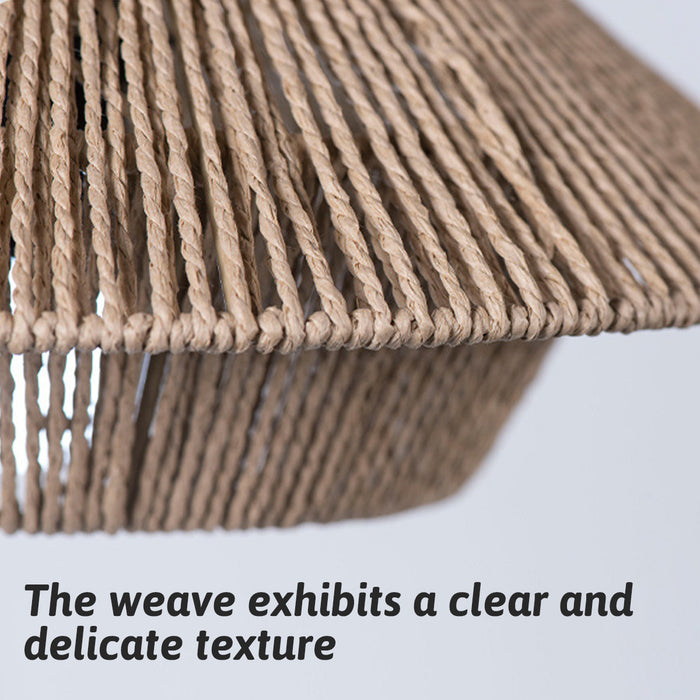 Hand-Woven Paper Rope Pendant Lampshade Yellow 30×12.5 cm
