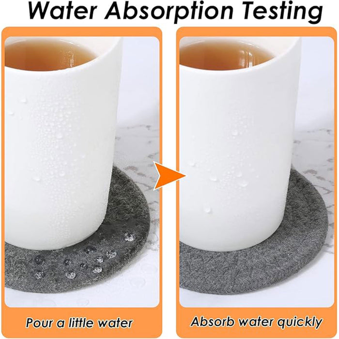 8Pcs Woven Cotton Rope Coasters for Coffee Tea