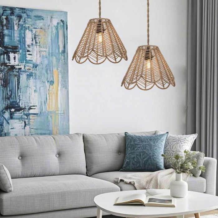 Paper Rope Chandelier Cover Khaki Hand Woven Country Style