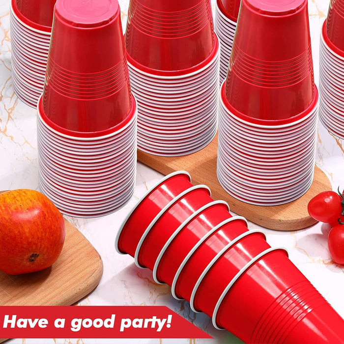 50PCS 16oz Red Plastic Party Cups With Textured Grip
