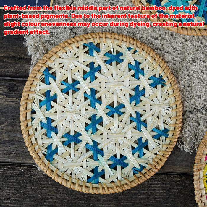 4 Pcs Bamboo Woven Cup Mats Heat Insulation 16 cm