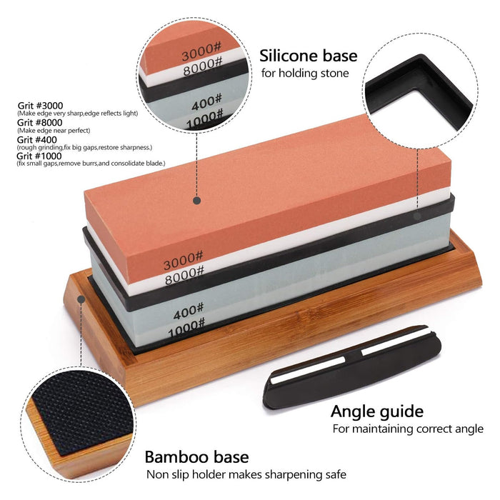 4 Piece Sharpening Stone Set for Kitchen Knives Scissors