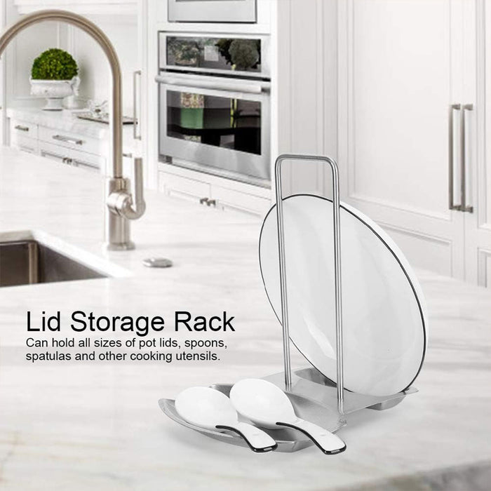 Stainless Steel Pot Lid Spoon Rack With Drip Tray Removable