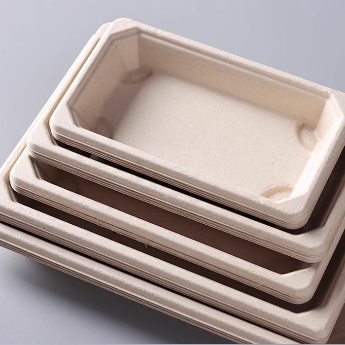 50 Pcs Biodegradable Sushi Boxes with Clear Lid Leak-Proof Natural Beige 8 Sizes