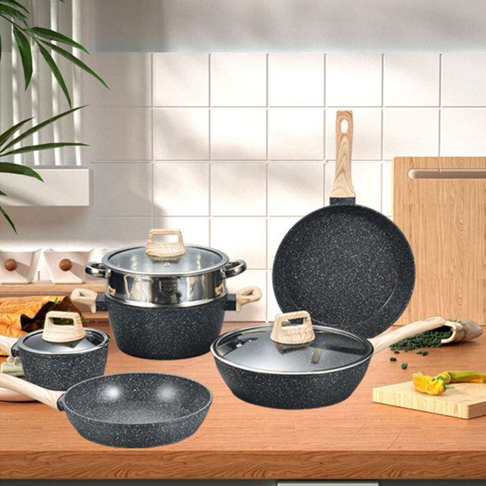 12 Pcs Maifan Stone Cookware Set Nonstick Frying Stew Steamer