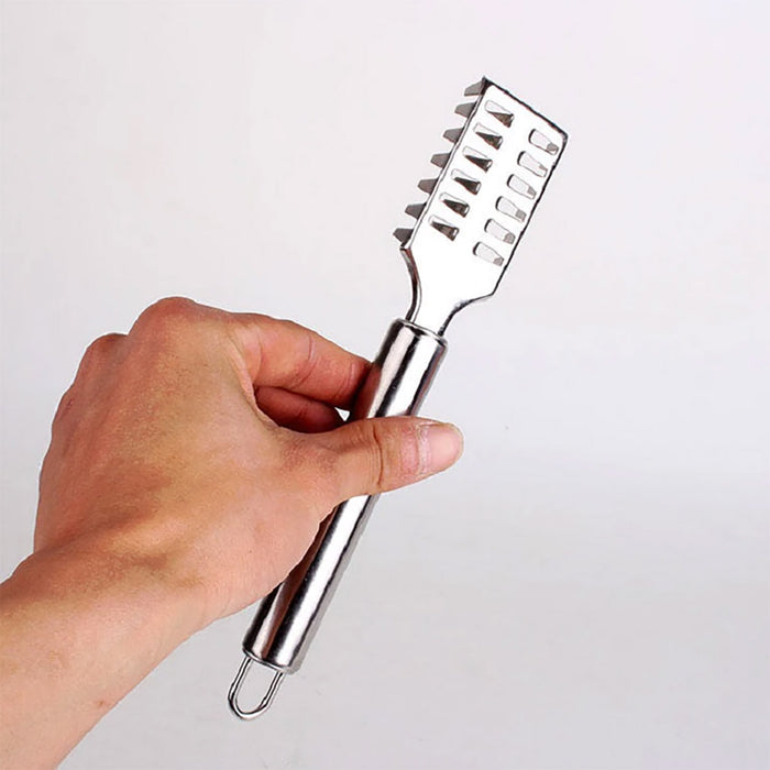 Stainless Steel Fish Scraper with Ergonomic Handle Silver