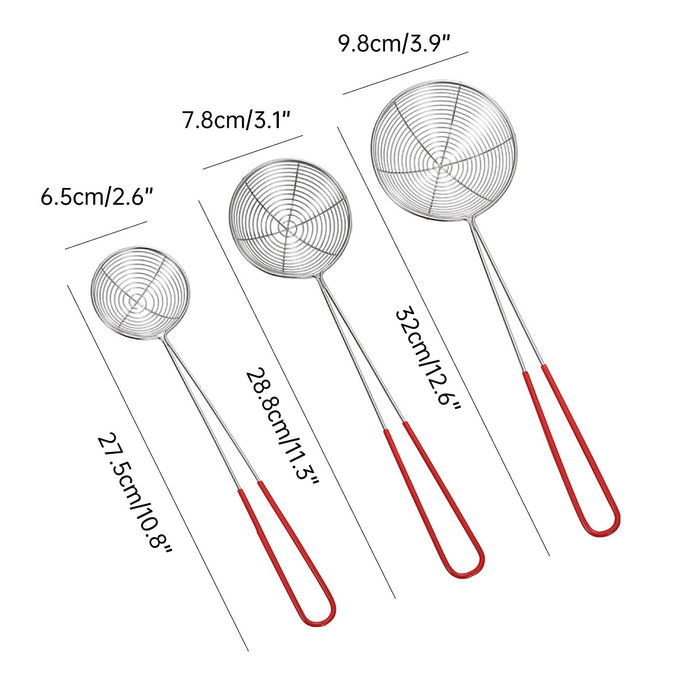 3 Piece Stainless Steel Slotted Spoons Set Anti Slip Handle