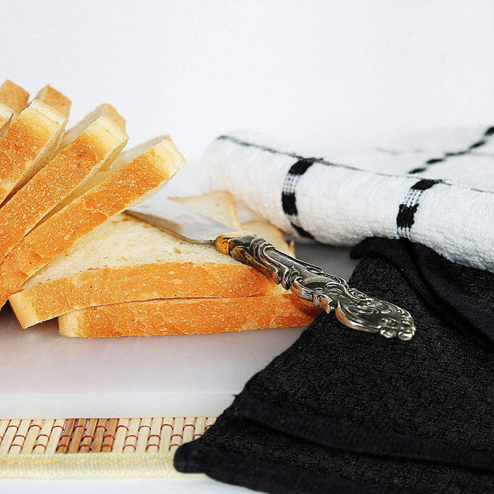 12pcs Cotton Dish Towel Set, Black White Checkered Kitchen Cleaner