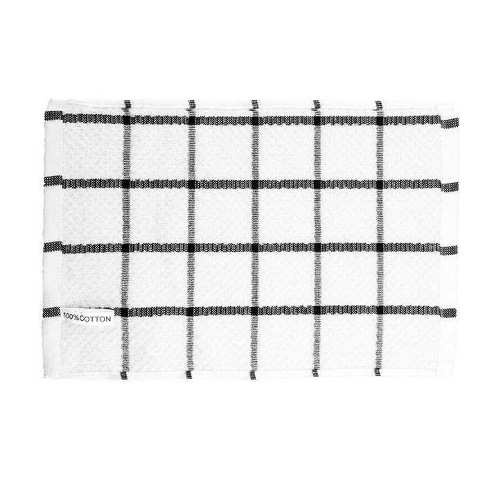 12pcs Cotton Dish Towel Set, Black White Checkered Kitchen Cleaner