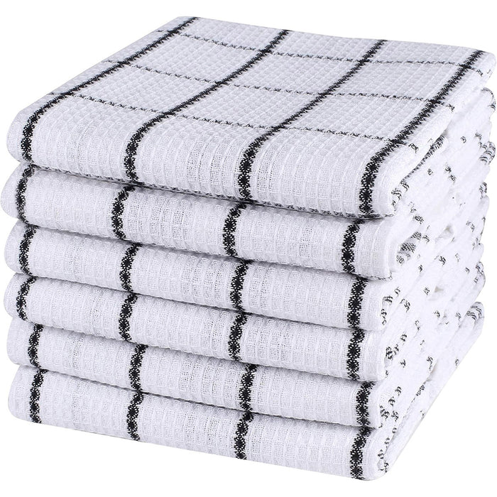 12pcs Cotton Dish Towel Set, Black White Checkered Kitchen Cleaner