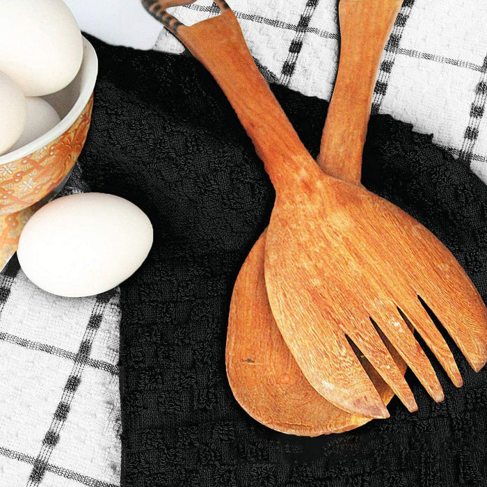 12pcs Cotton Dish Towel Set, Black White Checkered Kitchen Cleaner