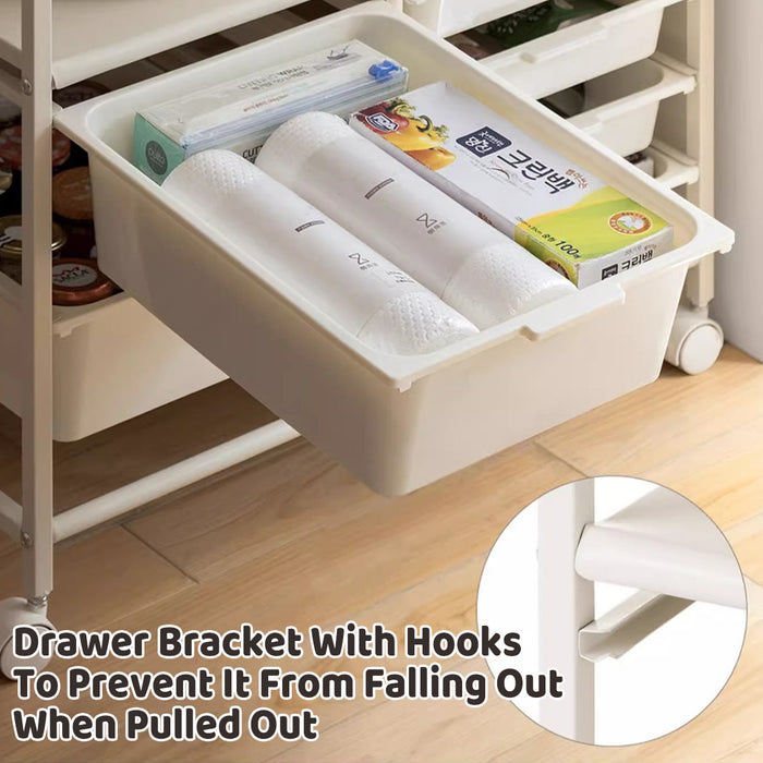 Movable Multilayer Side Table with Foldable Extension and Drawers