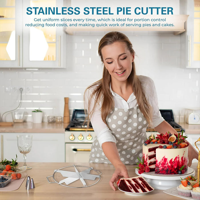 6-Blade Stainless Steel Round Pizza and Cake Cutter 31 x 26.5 cm