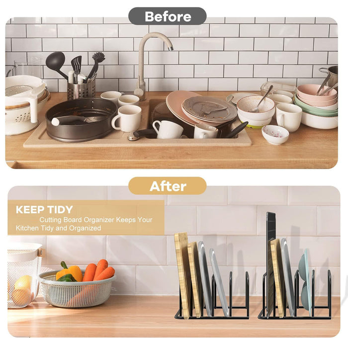 Chopping Board Rack Metal Black Space Saving 18cm