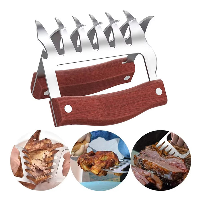 2 Pcs Meat Divider Claws with Wooden Handles 10.5cm