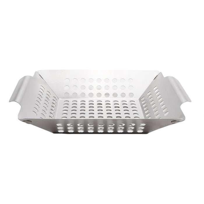 430 Stainless Steel BBQ Grill Tray with Oil-Draining Holes 24.5 x 4.2 cm