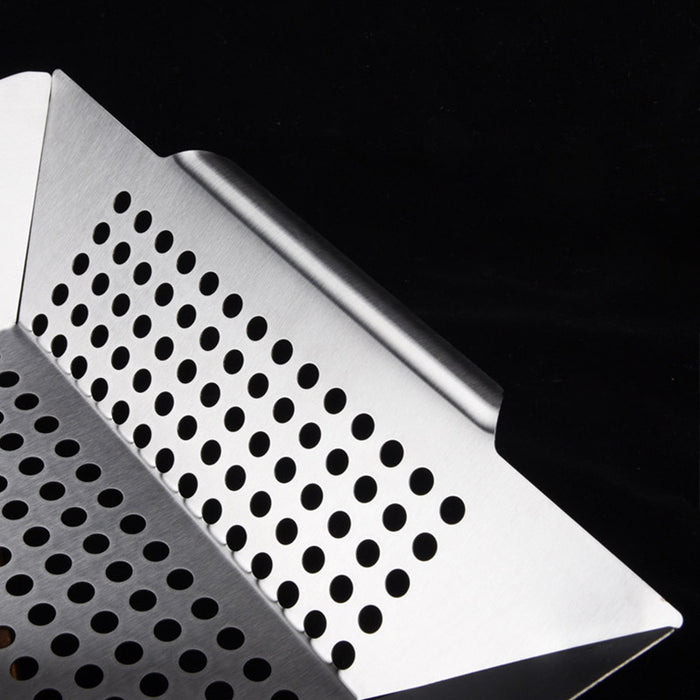 430 Stainless Steel BBQ Grill Tray with Oil-Draining Holes 24.5 x 4.2 cm