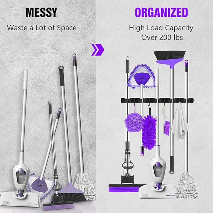 Punch Free Wall Mounted Mop Rack SUS304 Stainless Steel