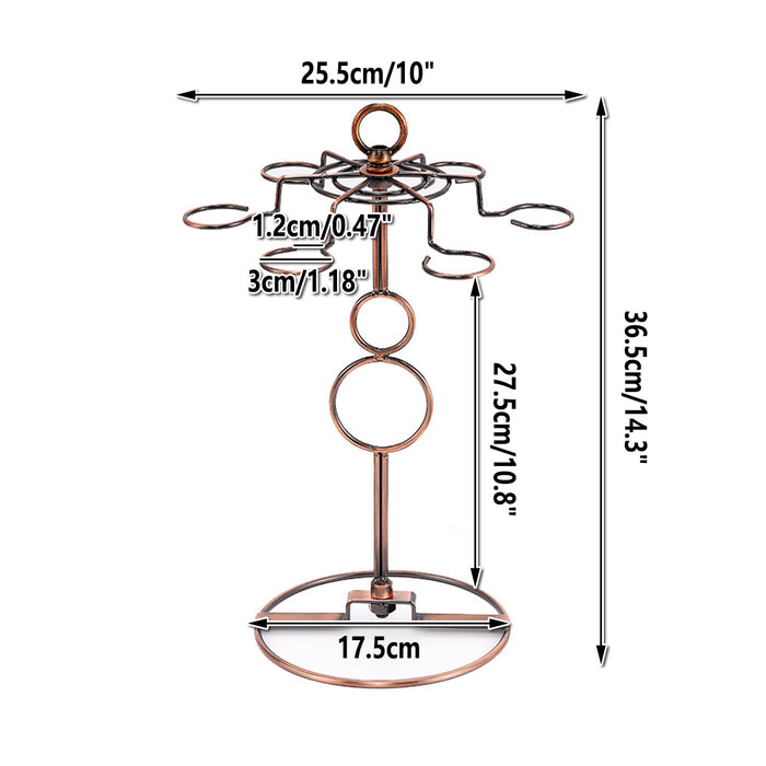 Freestanding Wine Glass Rack Iron Wire Brown for Bar