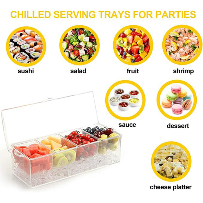 Outdoor Picnic Ice Box Split Salad Plate Clear BPA Free