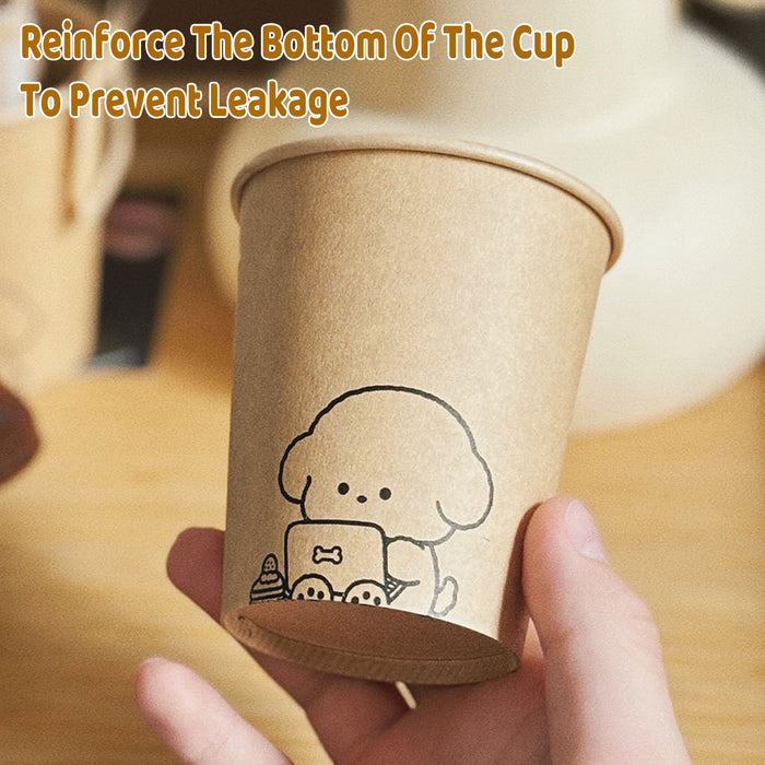300 Pcs Kraft Paper Cups 250ml Leak Resistant Animal Print