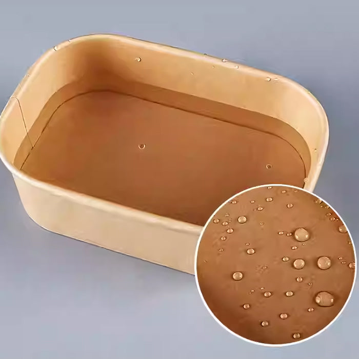 50 Pcs Kraft Paper Lunch Boxes with Lids Microwave Freezer Safe 580-1000 ml