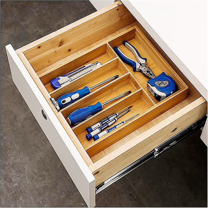 Bamboo Cutlery Organiser Kitchen Drawer Storage Tray for Utensils and Cutlery