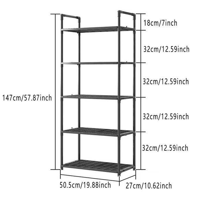 5-Tier Pot Storage Rack PP Cookware Organiser Open Shelves