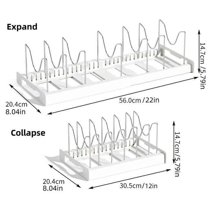 Telescopic Pot Rack Organiser with Stainless Steel Dividers