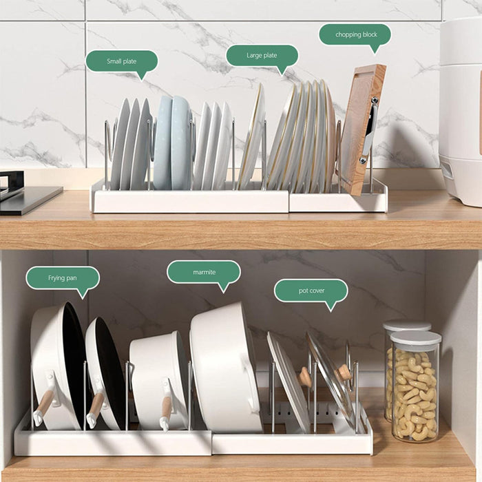 Telescopic Pot Rack Organiser with Stainless Steel Dividers